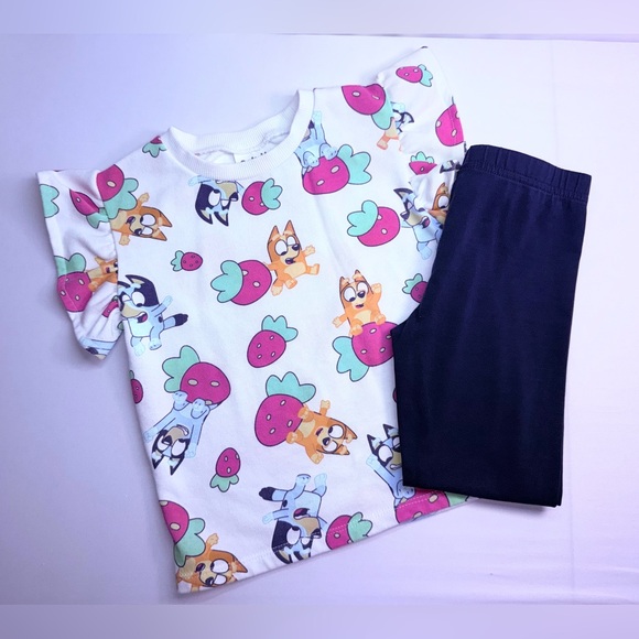 Bluey 5T Toddler Girls 2-Piece Bluey & Bingo Print Tee & Leggings Outfit Set - Picture 1 of 5